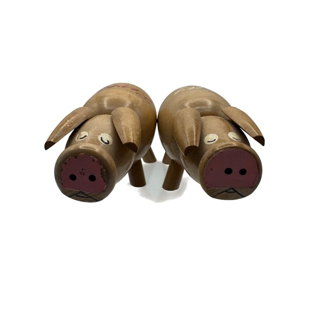 Vintage Standard Specialty Pig Salt And Pepper Shakers Wood Mid Century Modern